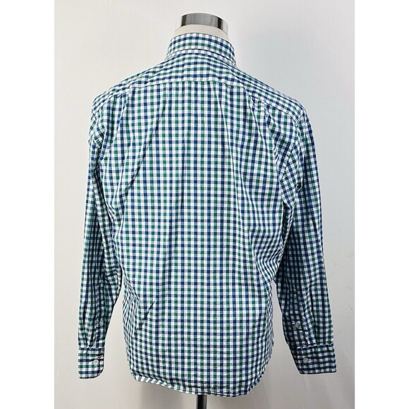 J Crew Large Slim Untucked Flex Washed Shirt Blue Green Plaid Button Down - Picture 5 of 5
